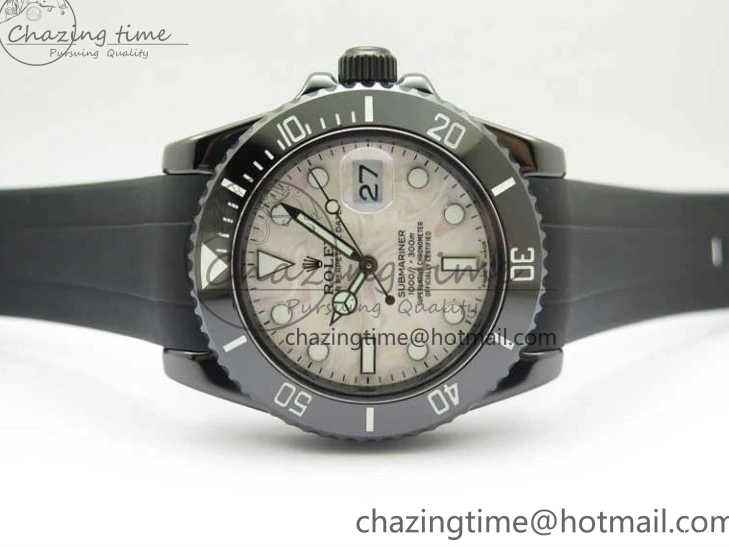 5GF Black Black Best SA3135 Cream Ceramic Dial Submariner on 40mm Strap Rubber Edition 1224